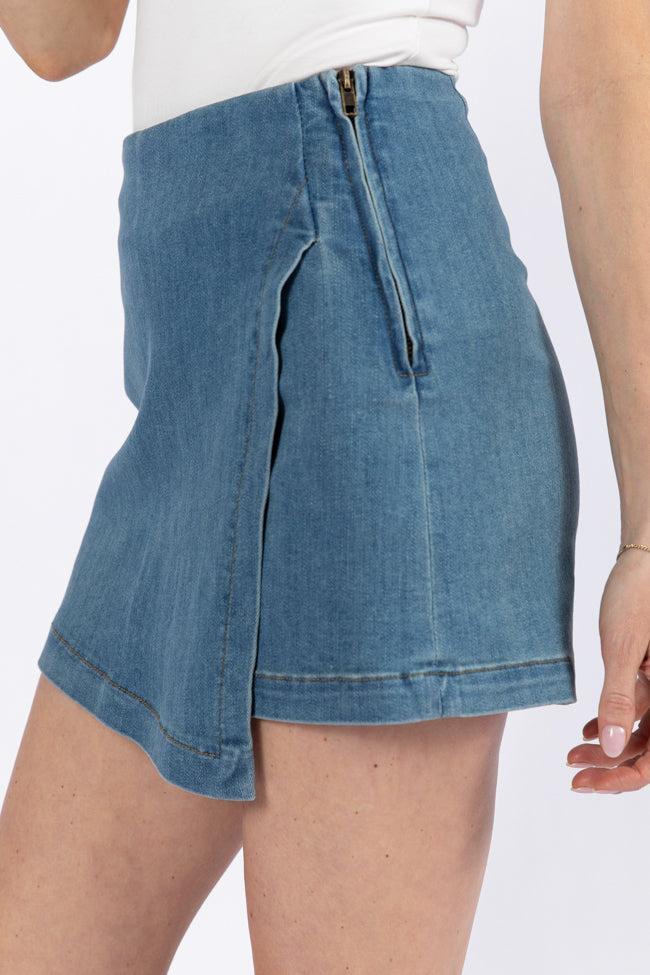 My Favorite Medium Wash Denim Skort Product Image