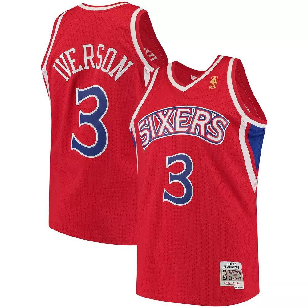 Men's Mitchell & Ness Allen Iverson Red Philadelphia 76ers Hardwood Classics Swingman Jersey, Size: 2XL, 76r Red Product Image