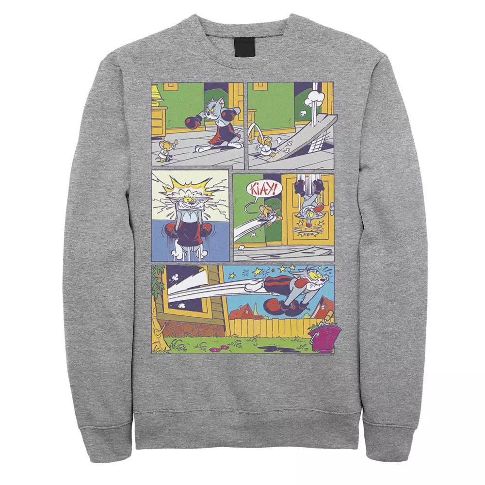 Men's Tom And Jerry Fight Scene Comic Panels Sweatshirt, Size: XXL, Athletic Grey Product Image