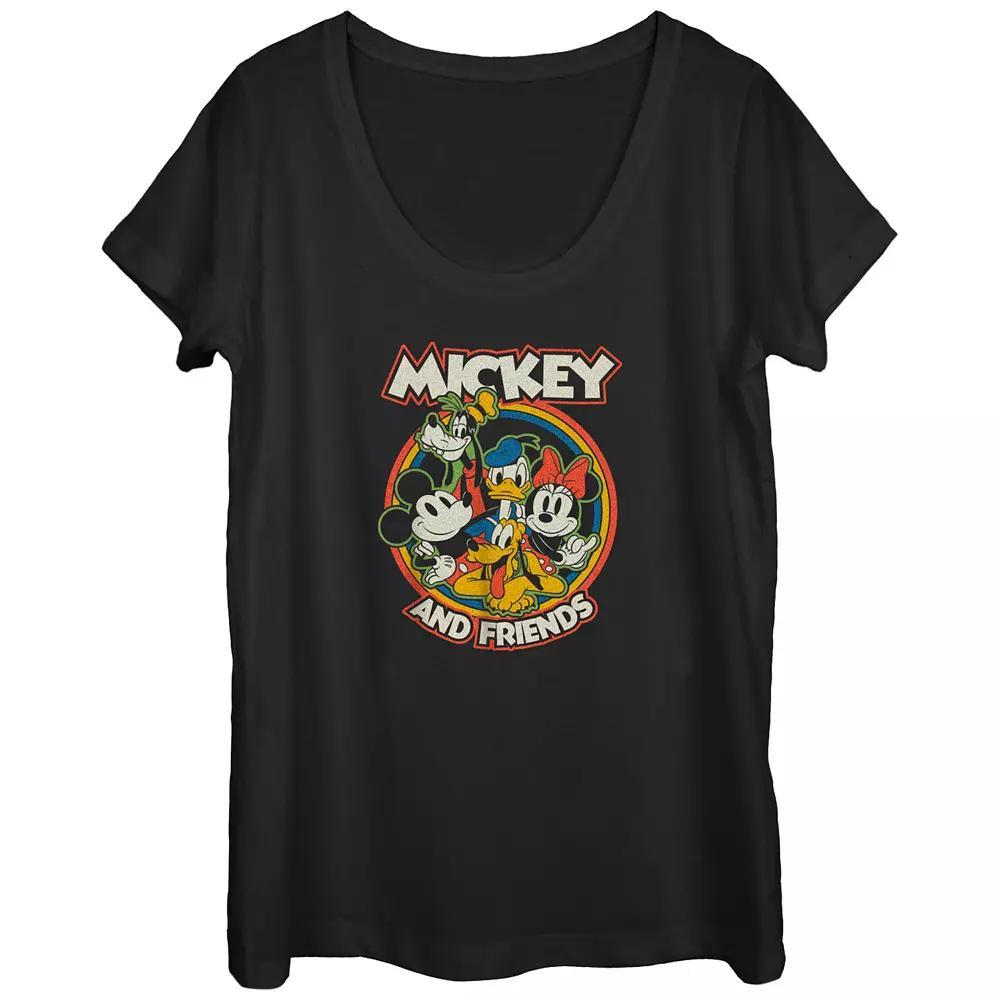 Disney's Mickey Mouse Bright Pals Scoop Neck Juniors' Graphic Tee, Women's, Size: Medium, Black Product Image