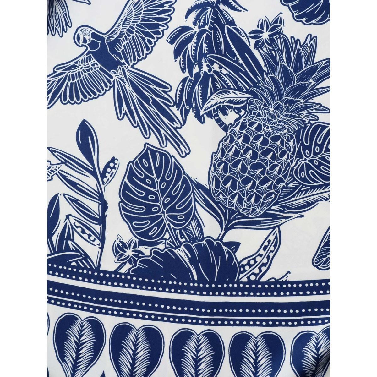 Plus Size Boho Print Fit Flare Pockets Midi Dress DarkBlue Women Resort Non Heart neckline Short sleeve Curvy BloomChic 30/6X Product Image