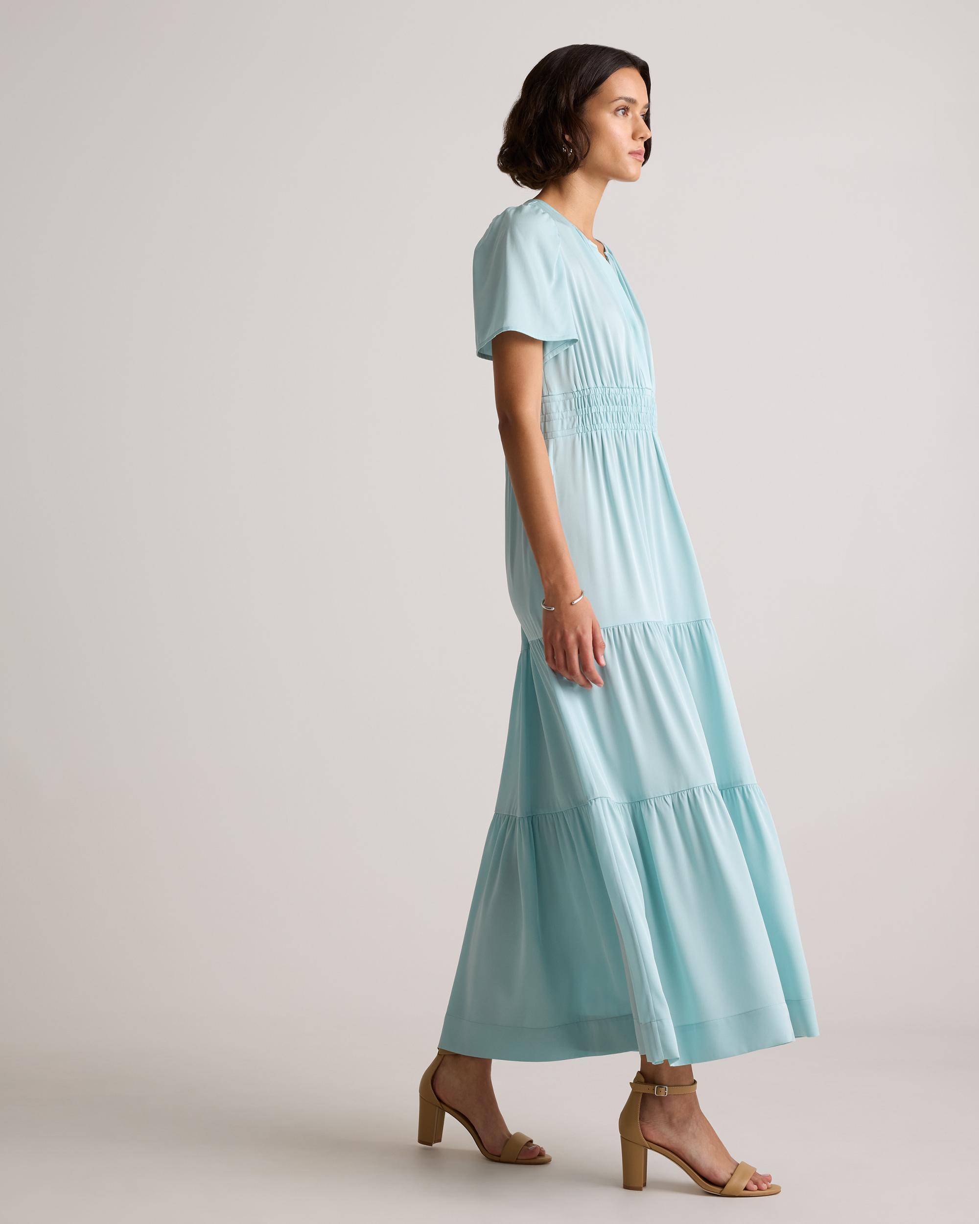 Washable Stretch Silk Tiered Maxi Dress Product Image