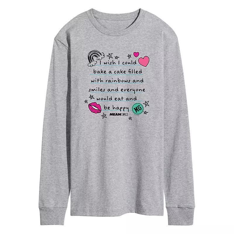 Mens Mean Girls Cake Filled Long Sleeve Graphic Tee Grey Gray Product Image