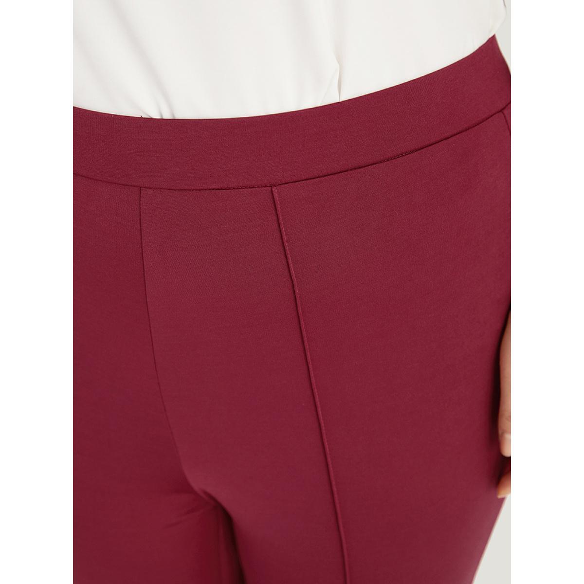 Plus Size Solid Elastic Waist Bootcut Skinny Pants Women Scarlet Office Bootcut High Rise Work Pants BloomChic 22-24/3X Product Image
