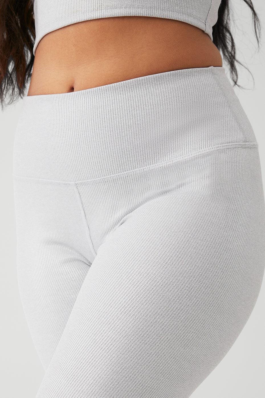 Alosoft Ribbed High-Waist Shimmer Legging - Light Grey Iridescent Female Product Image