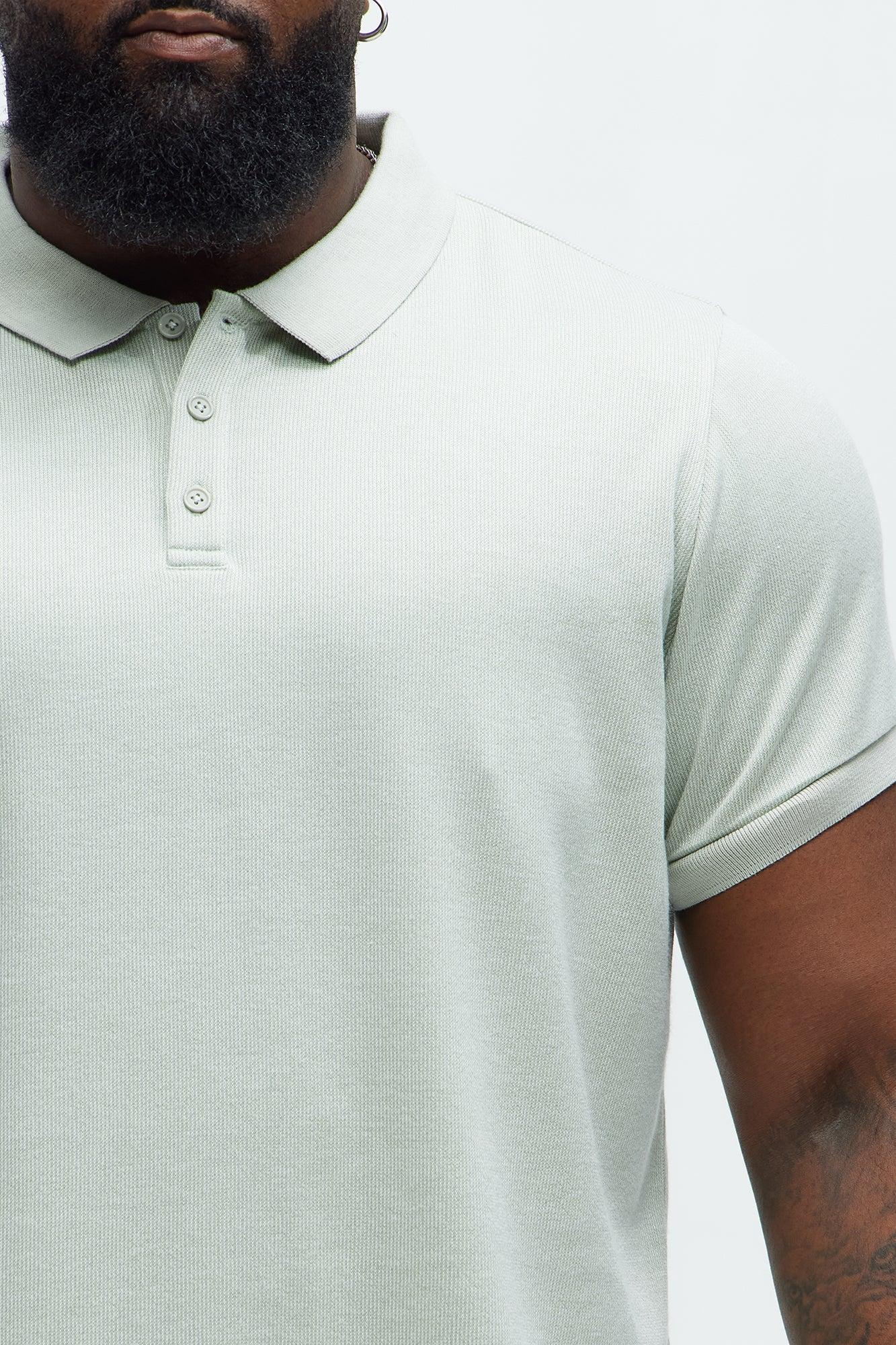 Subtle Stripes Textured Polo - Sage Product Image