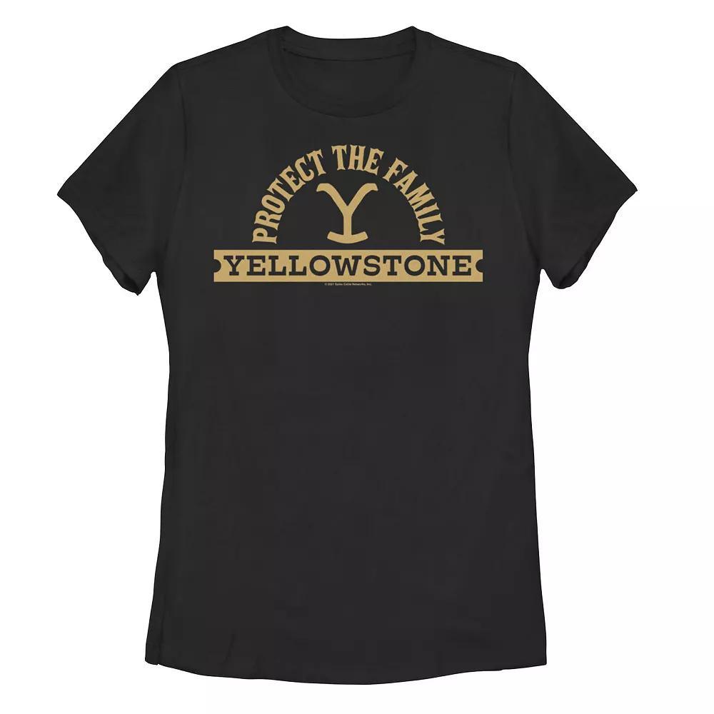 Juniors' Yellowstone Protect The Family Cowboy Hat Graphic Tee, Girl's, Size: Medium, Black Product Image