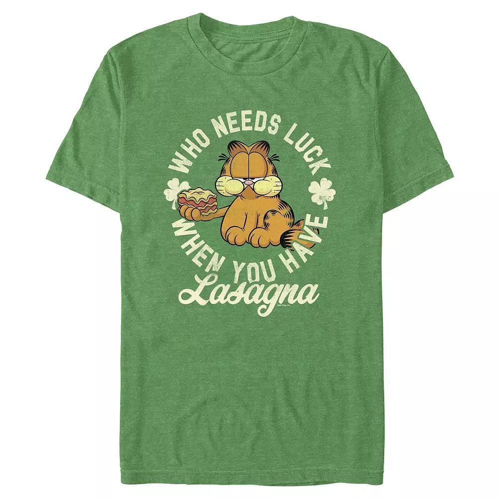 Big & Tall Garfield Who Needs Luck Graphic Tee, Men's, Size: 3XL, Kelly Grey Product Image
