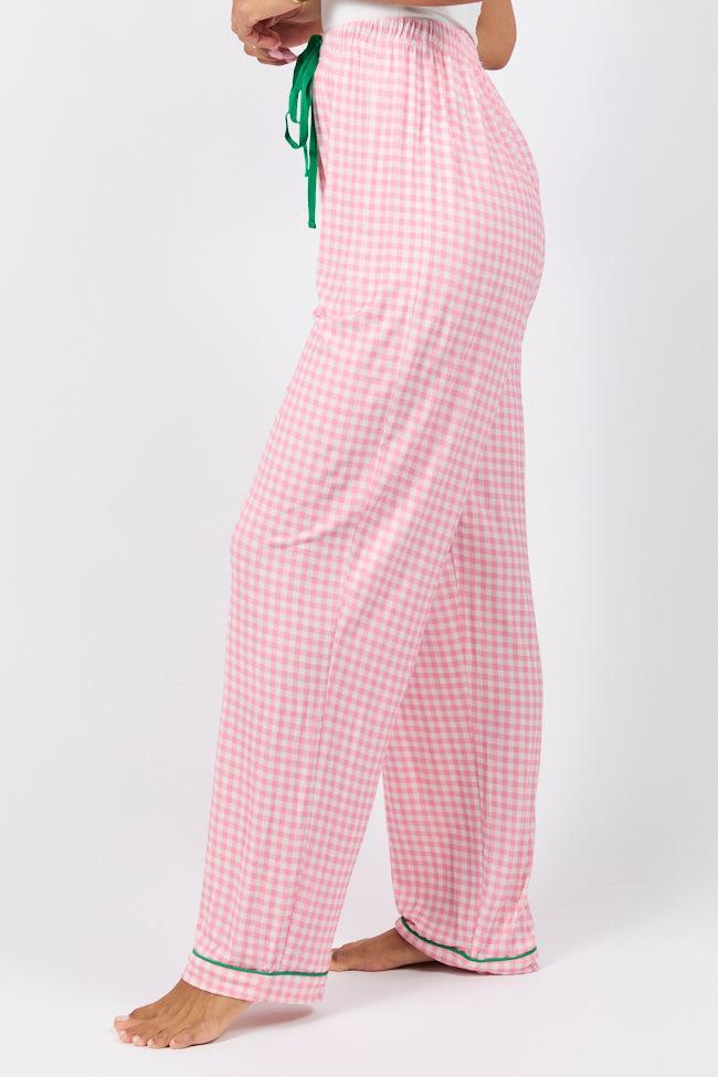 Good To Get Away Pink Gingham Pajama Pants Product Image