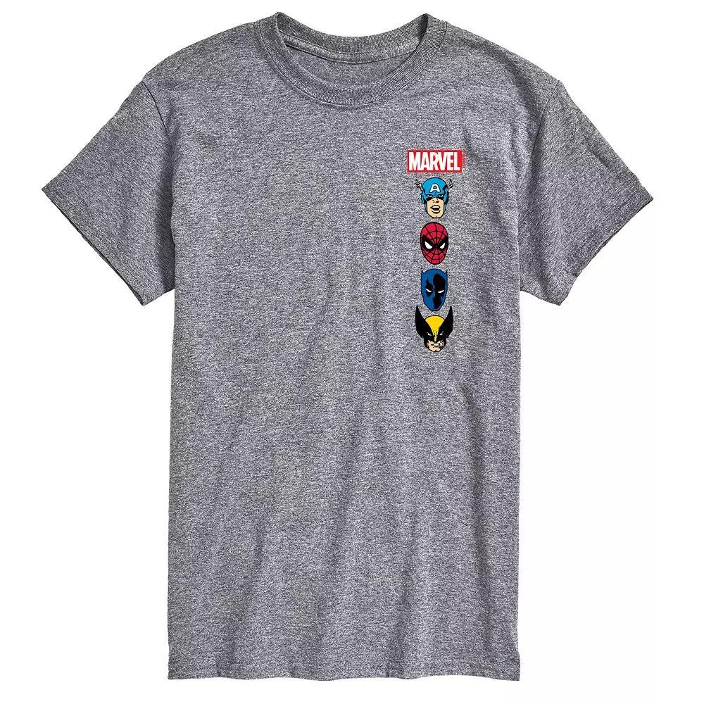 Big & Tall Marvel Oversized Left Chest Logos Graphic Tee, Mens Grey Gray Product Image