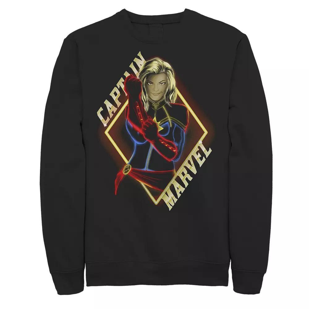 Men's Marvel Captain Marvel Bold Neon Sweatshirt, Size: XL, Black Product Image