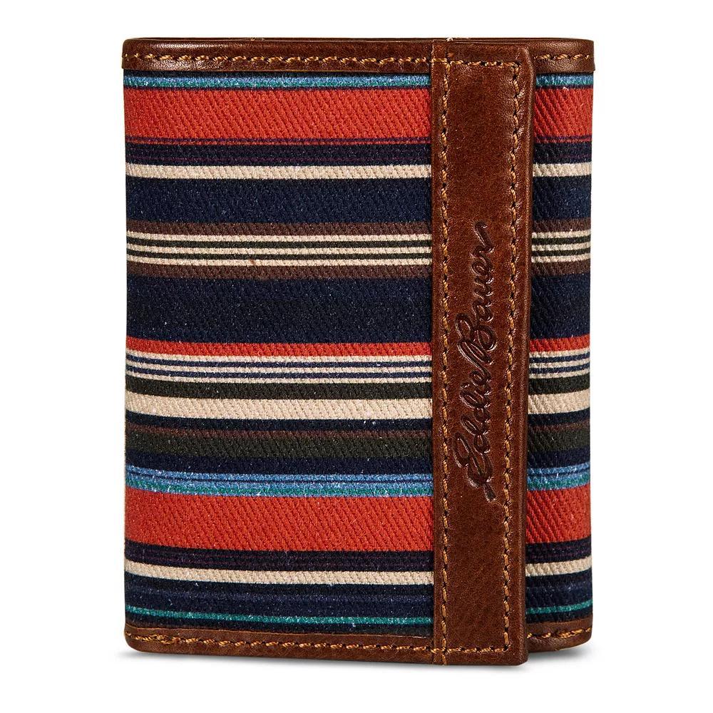 Men's Eddie Bauer Pioneer Leather Canvas Trifold Wallet, Multi Product Image