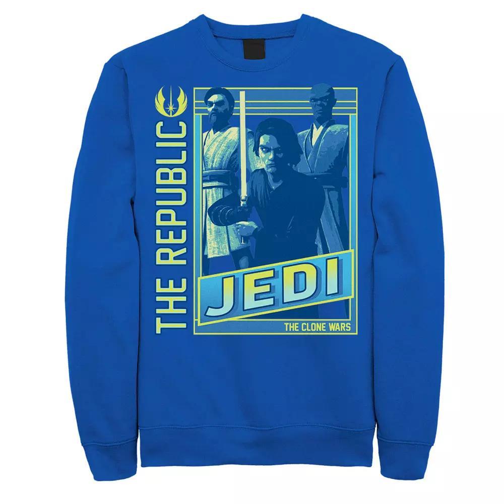 Men's Star Wars: The Clone Wars The Republic Jedi Poster Sweatshirt, Size: XXL, Royal Product Image
