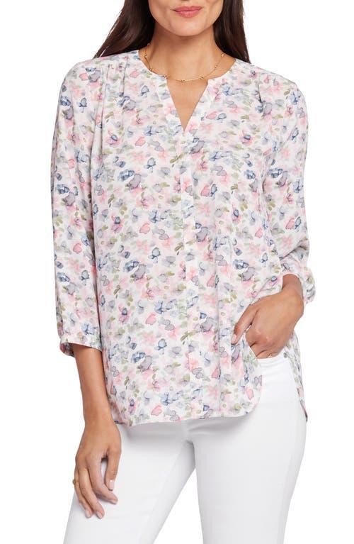 Nydj Three Quarter Sleeve Printed Pintucked Back Blouse Product Image