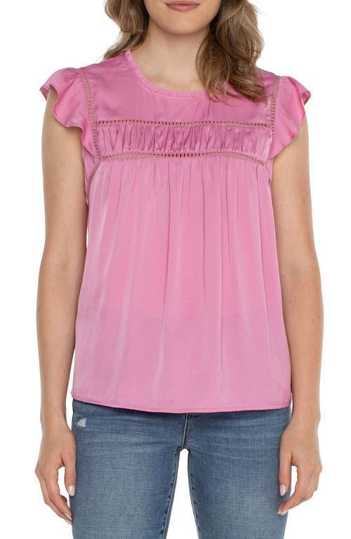 Liverpool Los Angeles Flutter Sleeve Top with Trim Detail Textured Sateen (Rose ) Women's Clothing Product Image