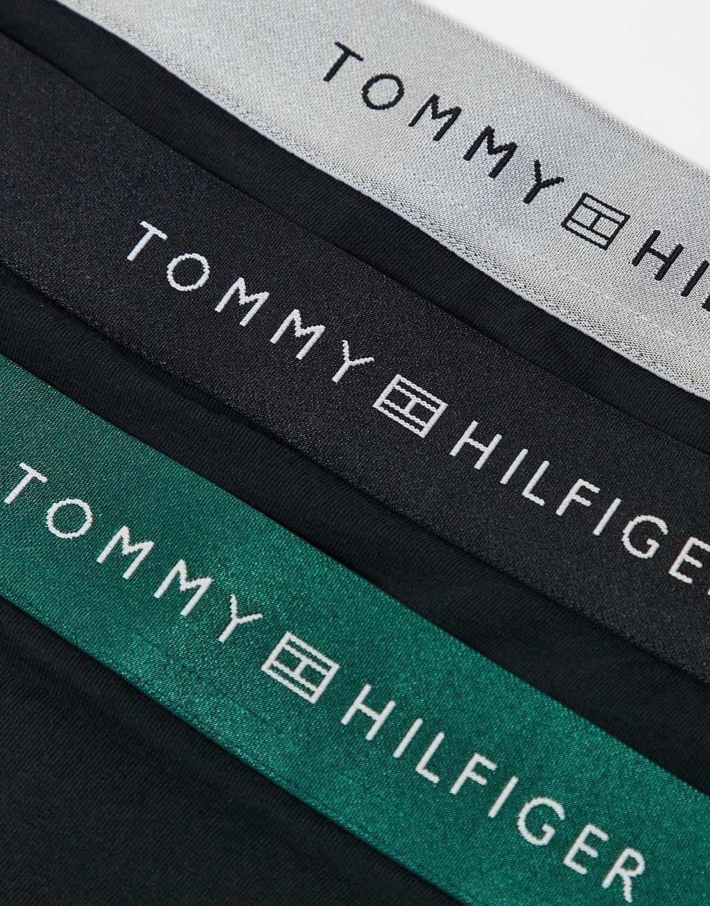 Tommy Hilfiger Signature Essential 3-pack trunks in black with green/gray/black waistbands Product Image