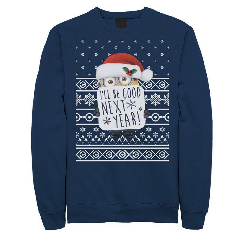 Men's Despicable Me Minions I'll Be Good Next Year Sweatshirt, Size: Small, Blue Product Image