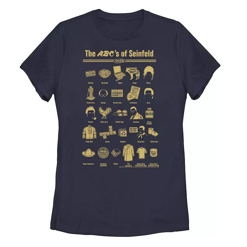 Juniors' Seinfeld Group Shot The ABCs Of Seinfeld Tee, Girl's, Size: Medium, Blue Product Image