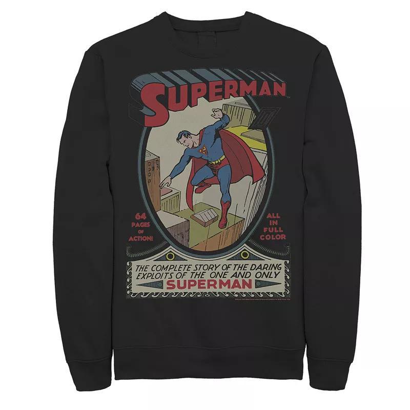 Men's DC Comics Superman 64 Pages Of Action Comic Cover Graphic Fleece Pullover, Size: Medium, Black Product Image