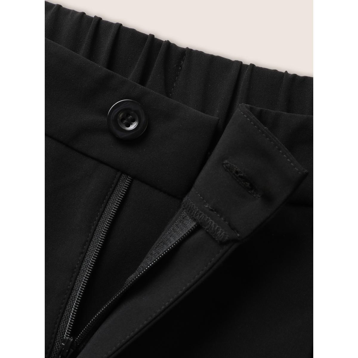 Plus Size High Rise Elastic Waist Straight Leg Pants Women Black At the Office Straight Leg High Rise Work Pants BloomChic 18-20/2X Product Image