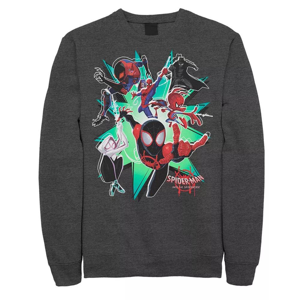 Men's Marvel Spider-Man Spiderverse Action Group Graphic Fleece Pullover, Size: Large, Grey Heather Product Image