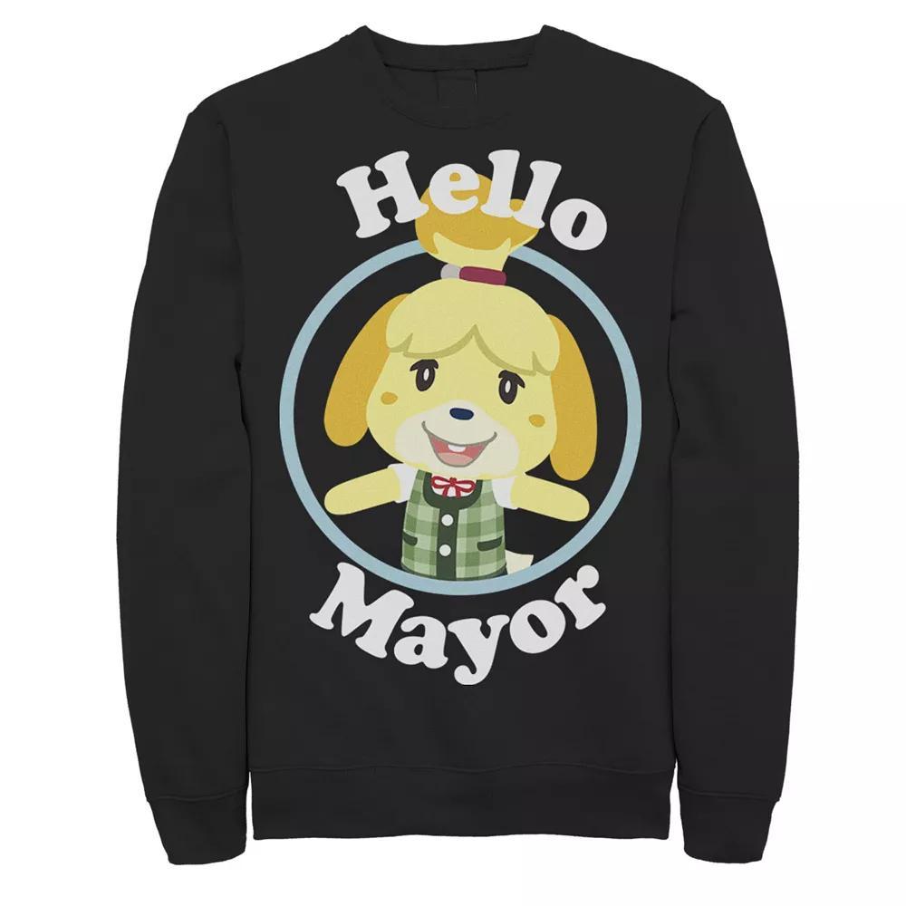 Men's Animal Crossing Isabelle Hello Mayor Portrait Sweatshirt, Size: Small, Black Product Image