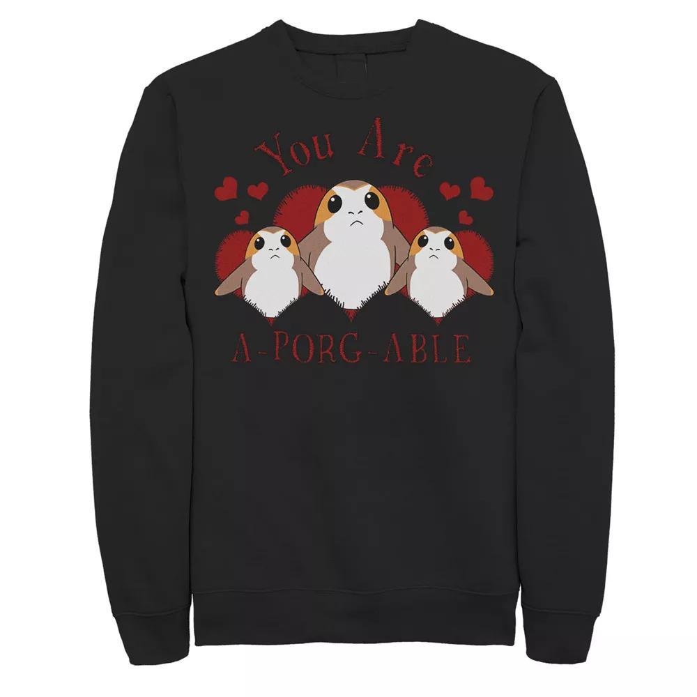 Men's Star Wars A-Porg-Able Hearts Sweatshirt, Size: Large, Black Product Image