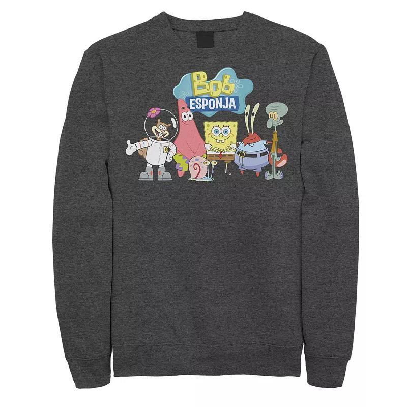 Men's Nickelodeon SpongeBob SquarePants Bob Esponja Happy Group Shot Fleece, Size: Large, Blue Product Image