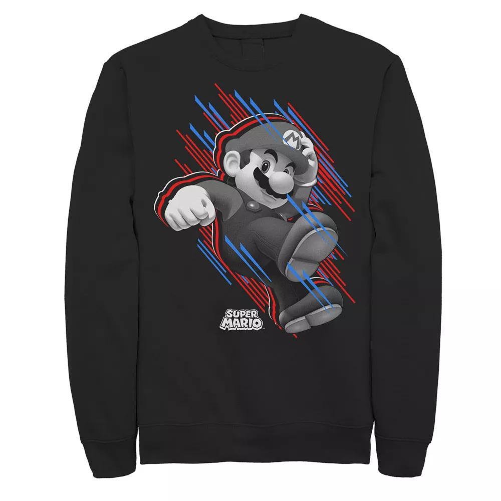 Big & Tall Nintendo Super Mario Bros Fast Stripes Fleece Sweatshirt, Men's, Size: 3XL Tall, Black Product Image