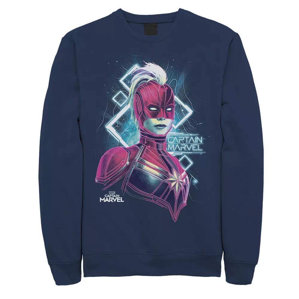 Men's Marvel Captain Marvel Space Glow Neon Graphic Fleece Pullover, Size: XL, Blue Product Image