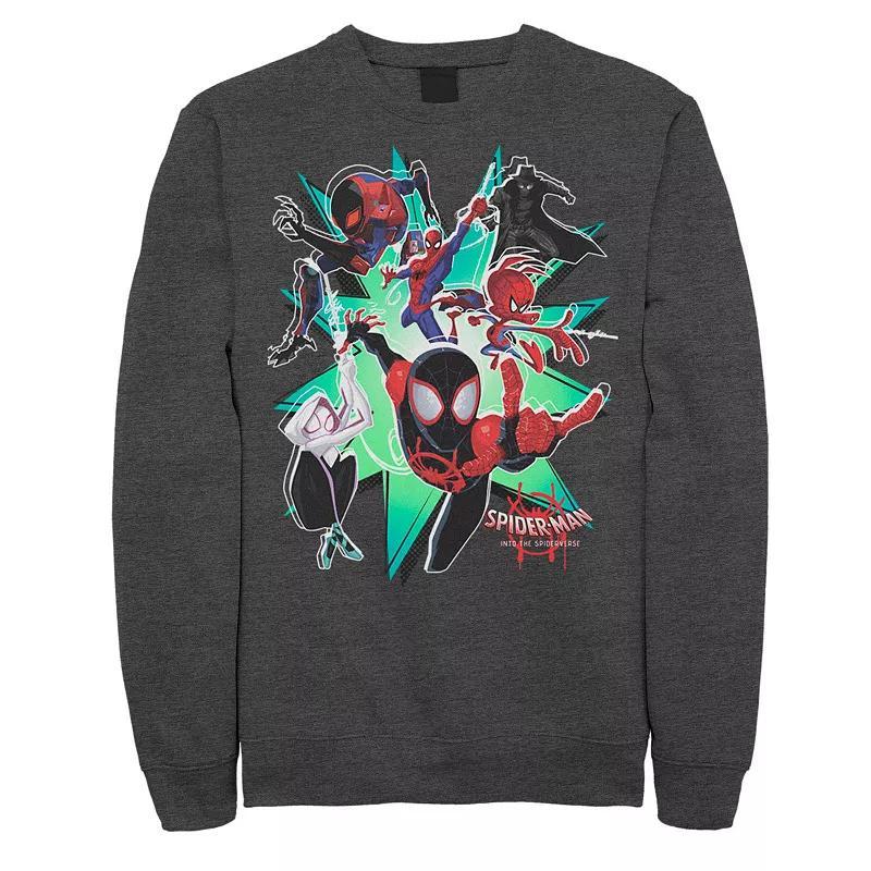 Men's Marvel Spider-Man Spiderverse Action Group Graphic Fleece Pullover, Size: Large, Grey Heather Product Image