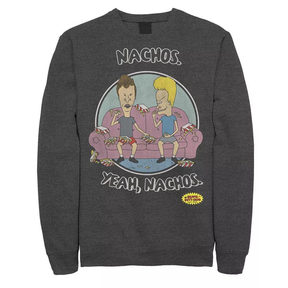 Men's Beavis And Butt-Head Nacho Yeah Nachos Portrait Fleece Top, Size: Medium, Grey Heather Product Image