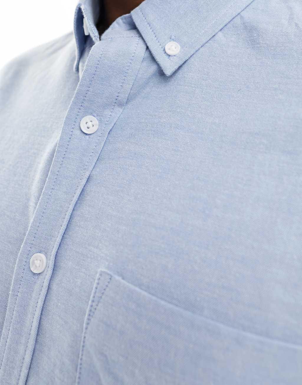 ASOS DESIGN relaxed short sleeve oxford shirt in light blue Product Image