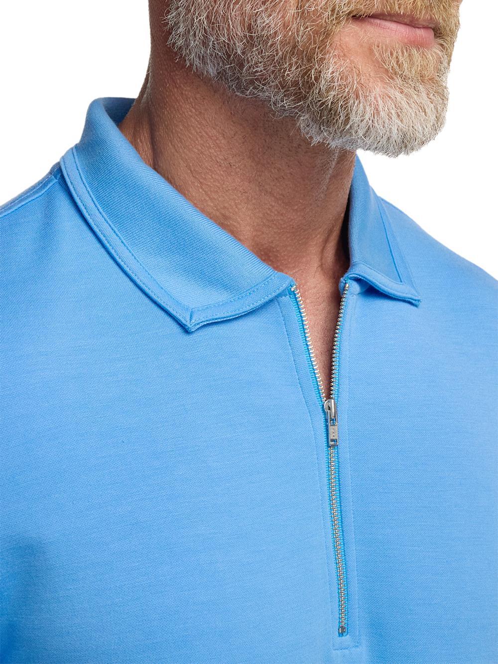 Lyocell Blend Quarter Zip Polo - Blue Product Image