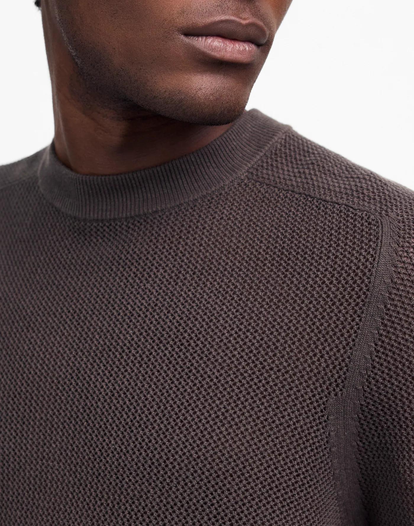 Mesh-Knit Crewneck Sweater in Lightweight Cotton-Linen Blend Product Image