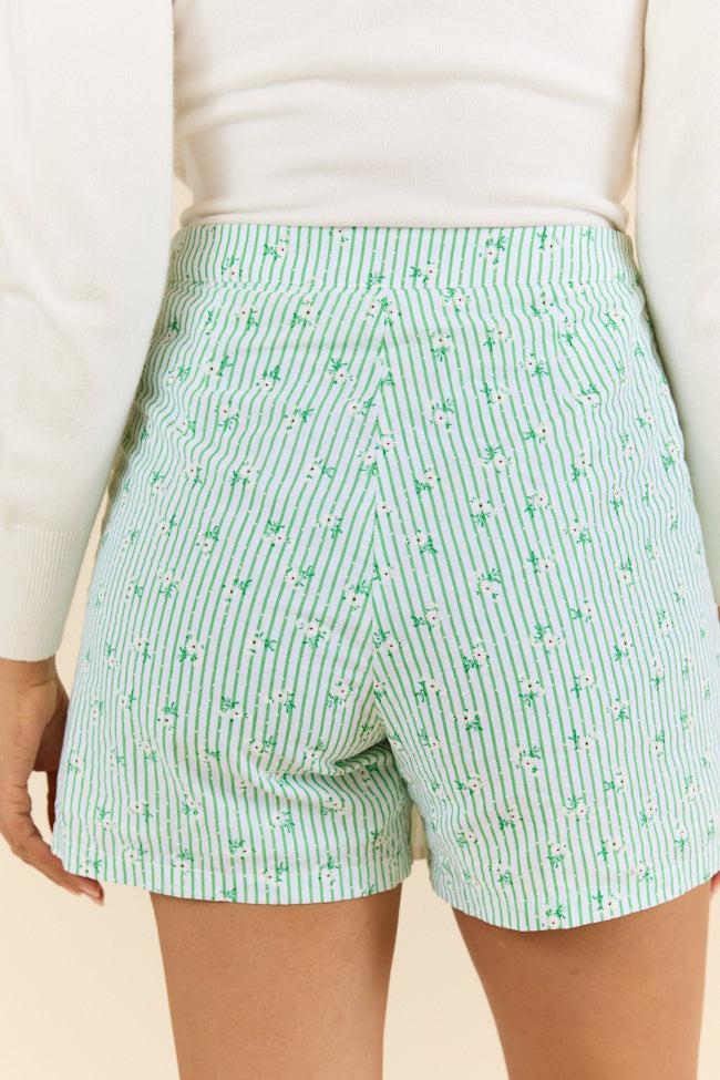 Not So Simple Green Striped Floral Print Skort SALE Product Image