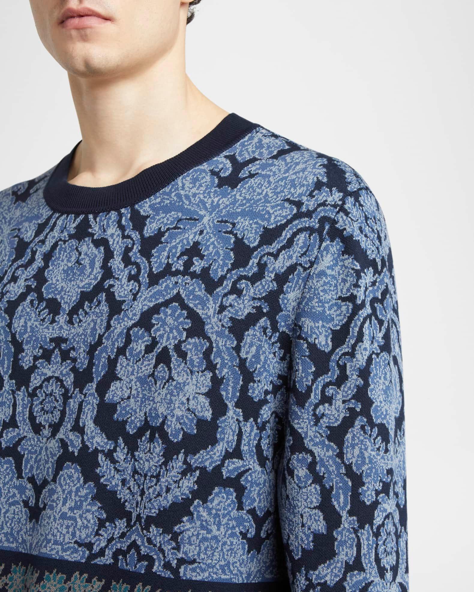 Men's Cotton Damask Jacquard Crewneck Sweater Product Image