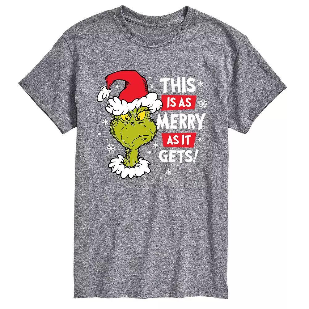 Men's Dr. Seuss Grinch This Is As Merry As It Gets Tee, Size: XL, Green Product Image