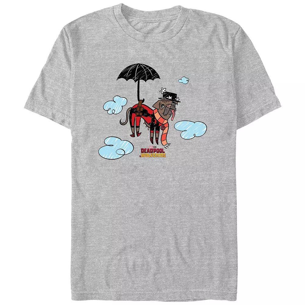 Men's Deadpool And Wolverine Dogpool Mary Poppins Parody Graphic Tee, Size: Medium, Athletic Grey Product Image