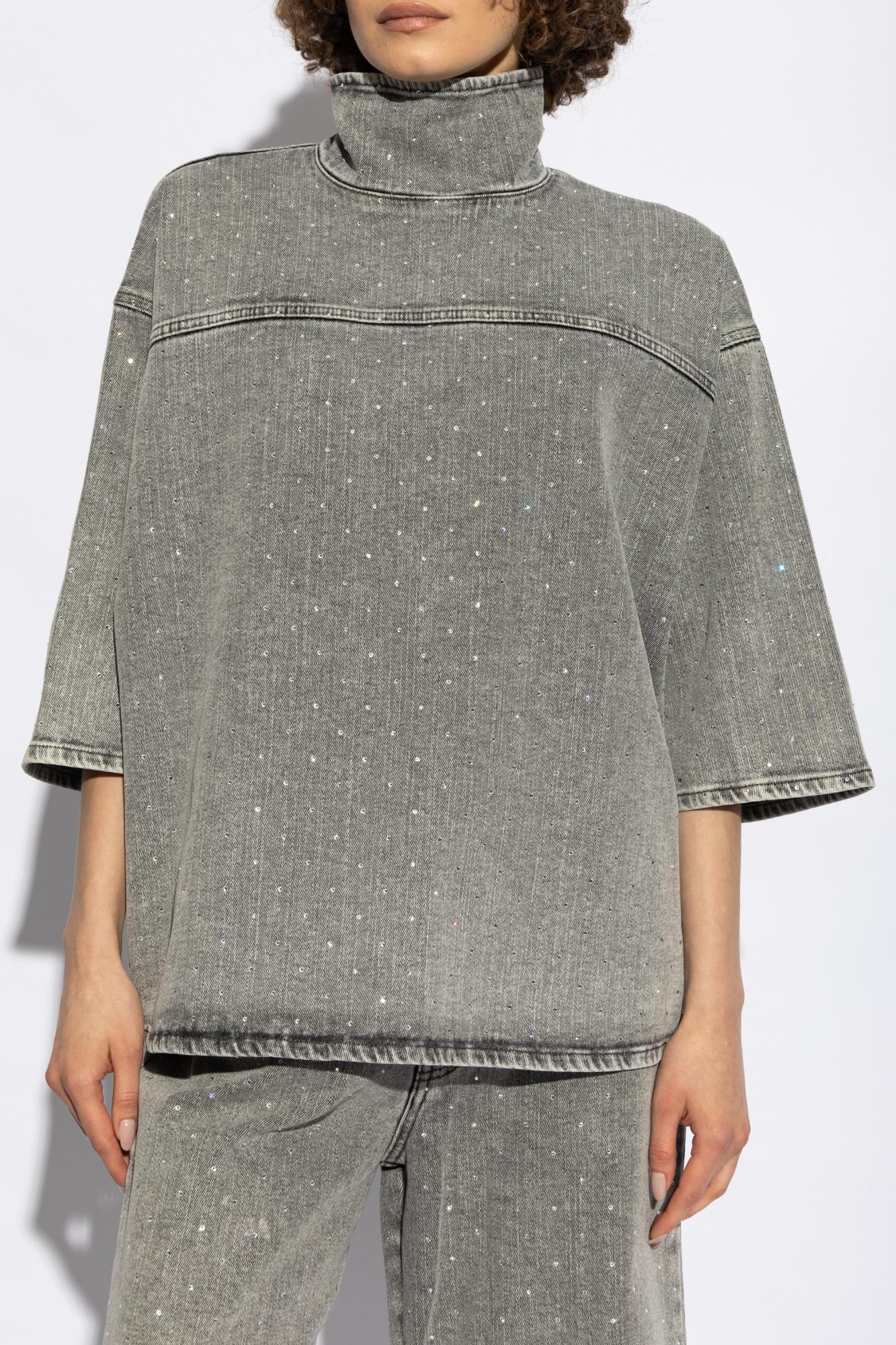 FABIANA FILIPPI Rhinestone Embroidered Denim Top In Grey Product Image