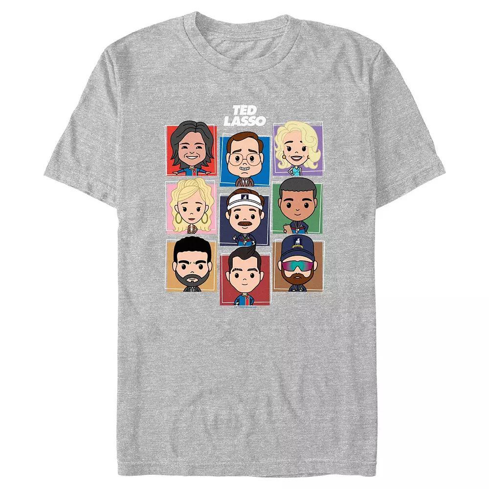 Men's Ted Lasso Cute Cartoon Characters Graphic Tee, Size: XL, Athletic Grey Product Image