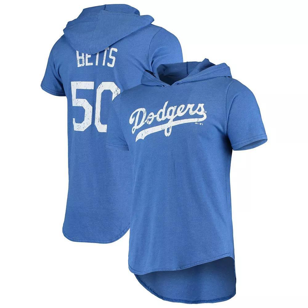 Men's Majestic Threads Mookie Betts Royal Los Angeles Dodgers Softhand Player Hoodie T-Shirt, Size: XL, Blue Product Image