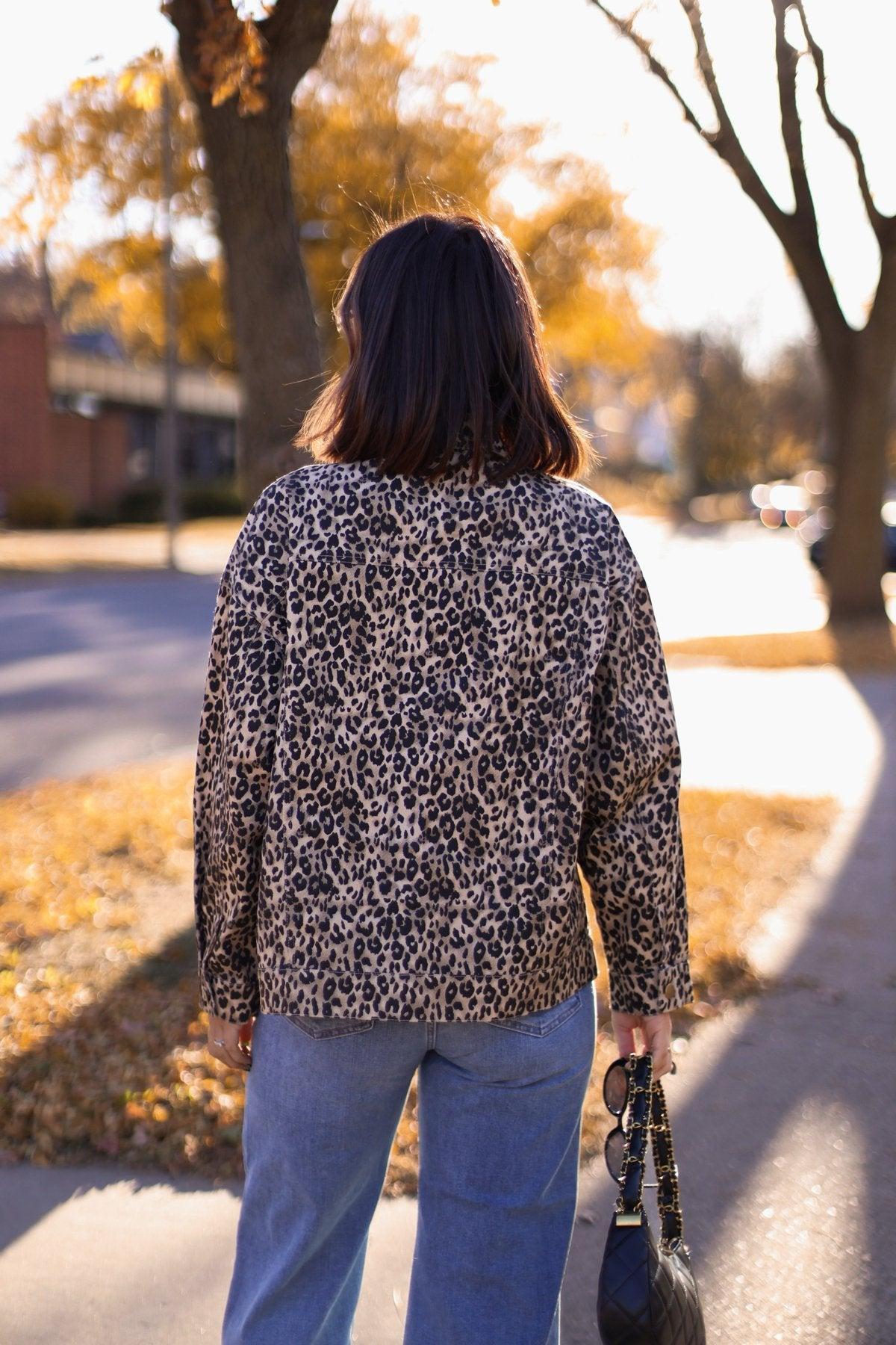Taupe Leopard Print Oversized Jacket - FINAL SALE Female Product Image