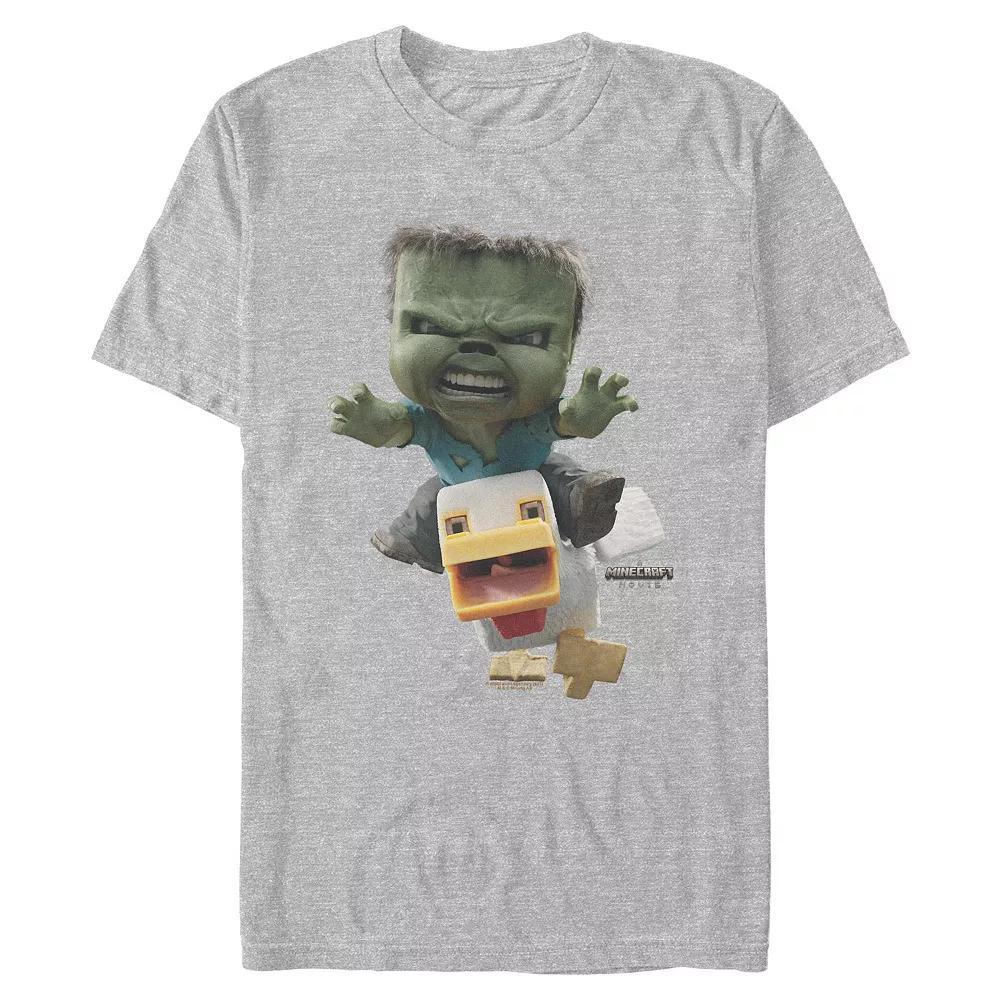 Men's Minecraft Chicken Jockey Attack Graphic Tee, Size: Medium, Athletic Grey Product Image