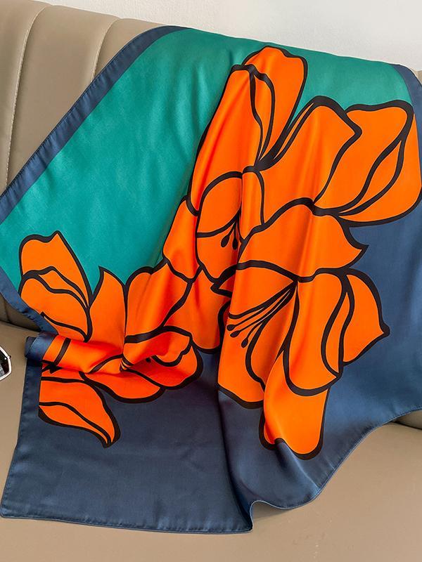 Square Floral Printed Scarfs&Hats Product Image