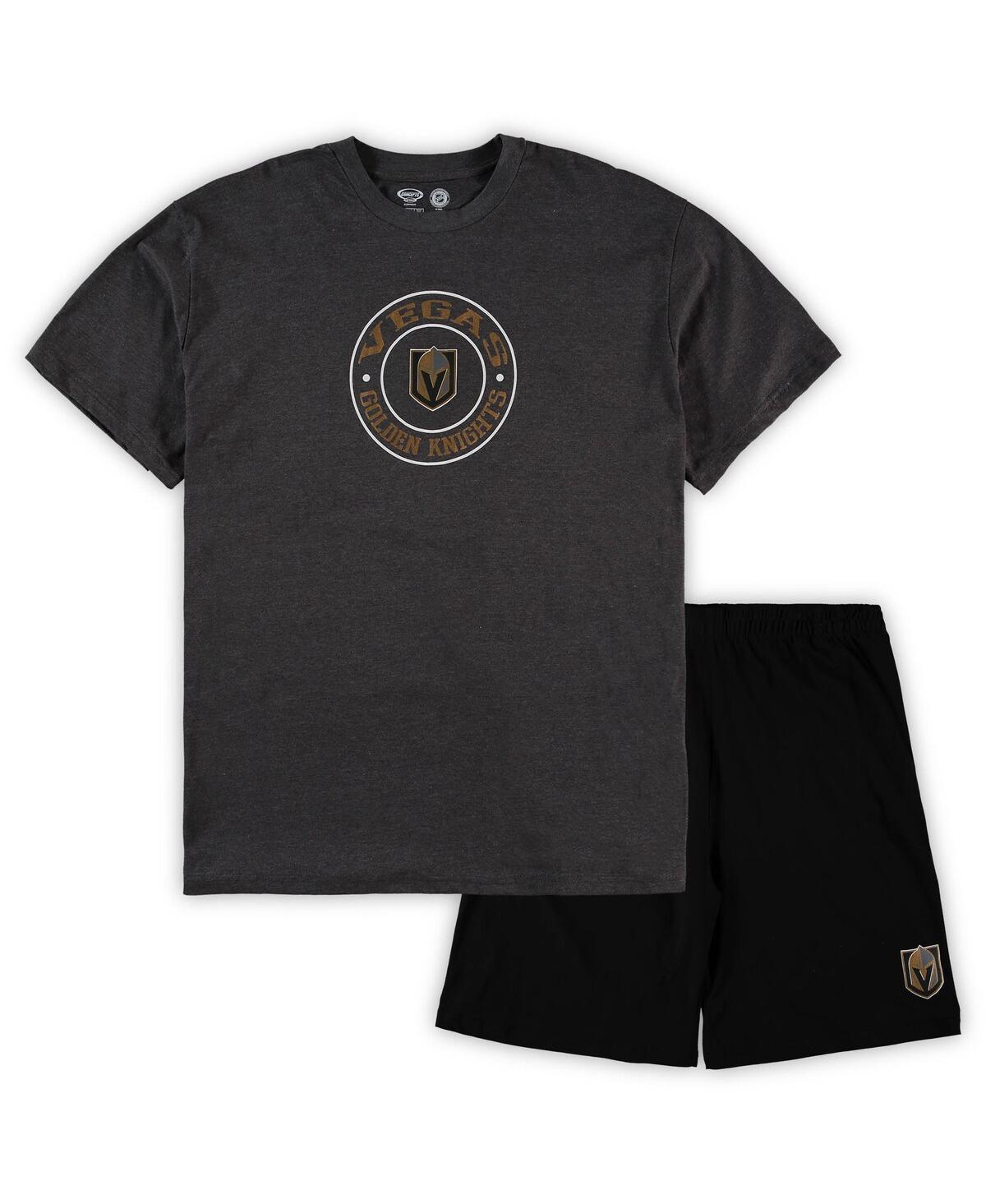Men's Concepts Sport Black/Heathered Charcoal Vegas Golden Knights Big & Tall T-Shirt & Shorts Sleep Set, Size: 4XLT, Lvk Black Product Image