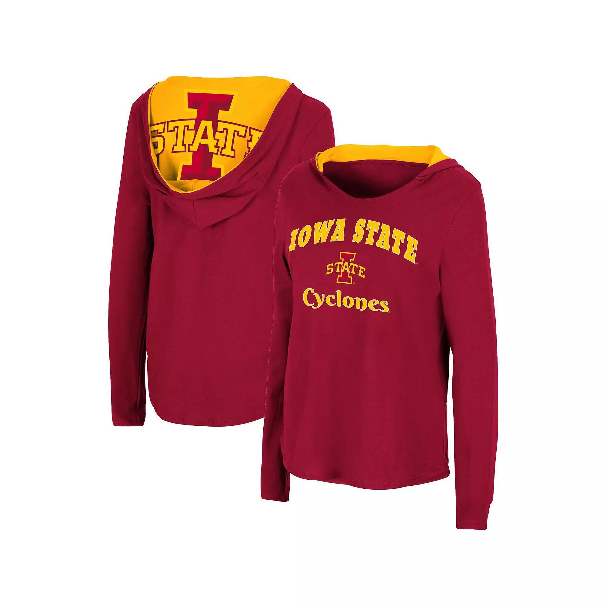 Womens Colosseum Cardinal Iowa State Cyclones Catalina Hoodie Long Sleeve T-Shirt Product Image