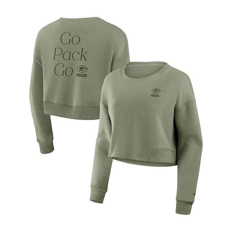 Women's Fanatics Olive Chicago Bears Studio Cropped Pullover Sweatshirt, Size: XS, Team Product Image