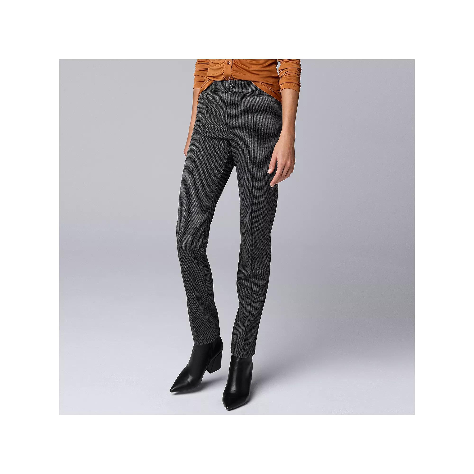 Women's Simply Vera Vera Wang Mid-Rise Pintuck Ponte Skinny Pants, Size: XXL, Mini Houndsto Product Image