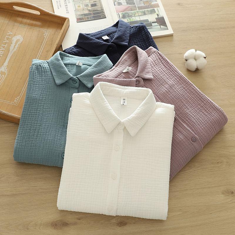 Long-Sleeve Plain Shirt Product Image
